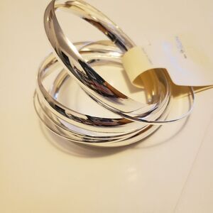 silver Bangle bracelets layered wrist accessories